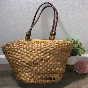 SUN AND SAND LARGE WOVEN STRAW BEACH BAG